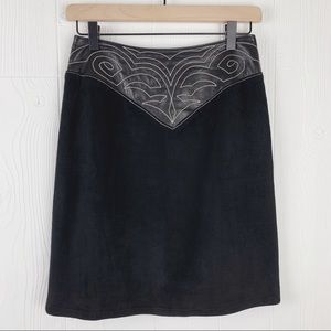 Vintage Leather Suede Western Detail Skirt